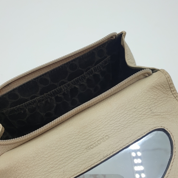 Oroton Cream/Beige Canvas Leather Cosmetic Bag Make Up Case - Picture 15 of 16